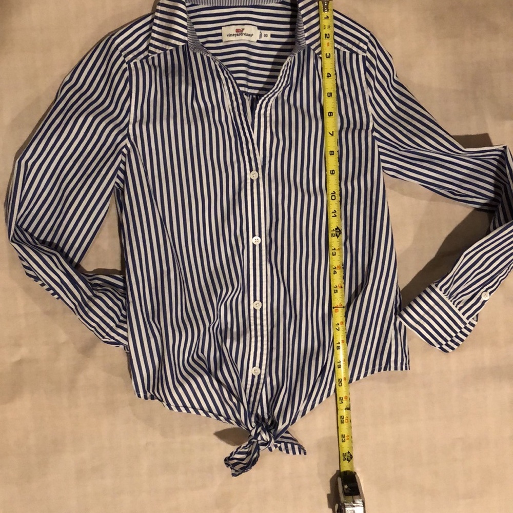 Vineyard Vines Striped Tie-Front Blouse Size 00 - Picture 4 of 6